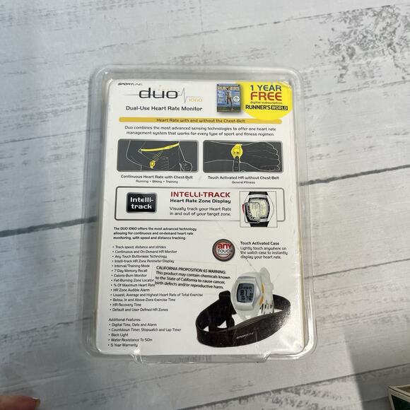 New Sealed Sportline DUO 1060 Dual Use Heart Rate Monitor Watch w/ Chest Belt - Picture 7 of 11
